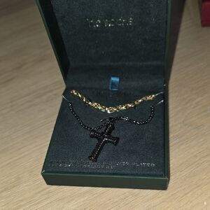 Elegant Black and Gold Cross Necklace